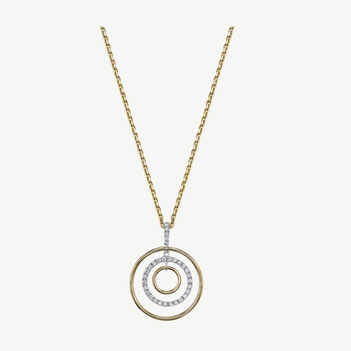 Picture of 14K Two Tone Gold Three-Circle Diamond Pendant