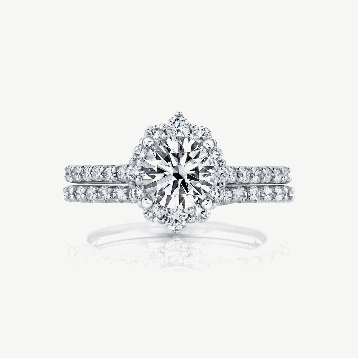 Picture of 14K White Gold Victorian Inspired Diamond Halo Engagement Ring