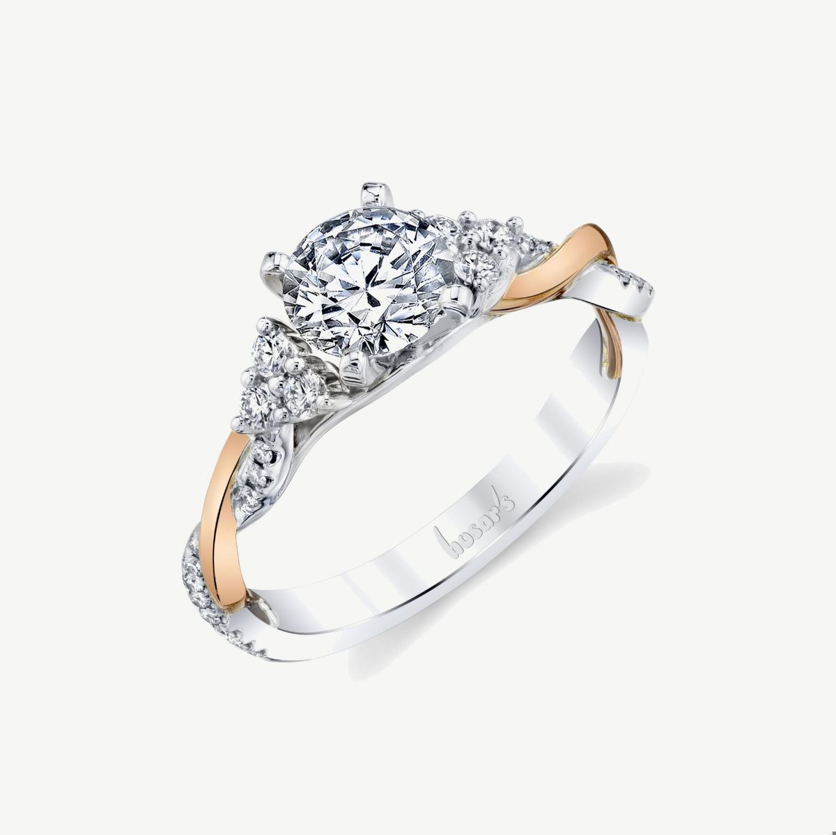 Picture of 14kt White and Rose Gold Entwined Diamond Engagement Ring