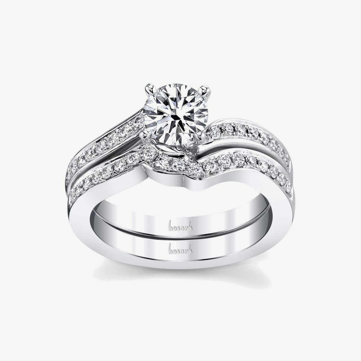 Picture of 14K Gold Bypass Bridal Semi Mount Ring with Sharp Point and Prong Set Rounds