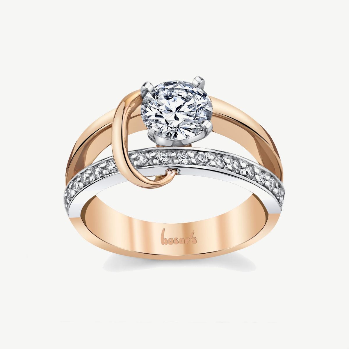 Picture of 14K Rose and White Gold Crossover Engagement Ring