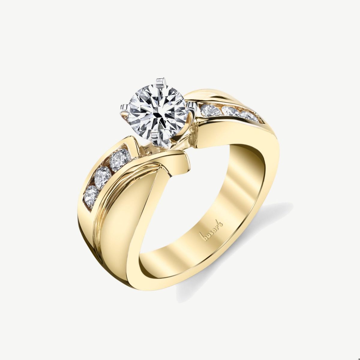 Picture of 14K Gold Bypass Bridal Semi Mount Ring with Raised Channel and Peg Head