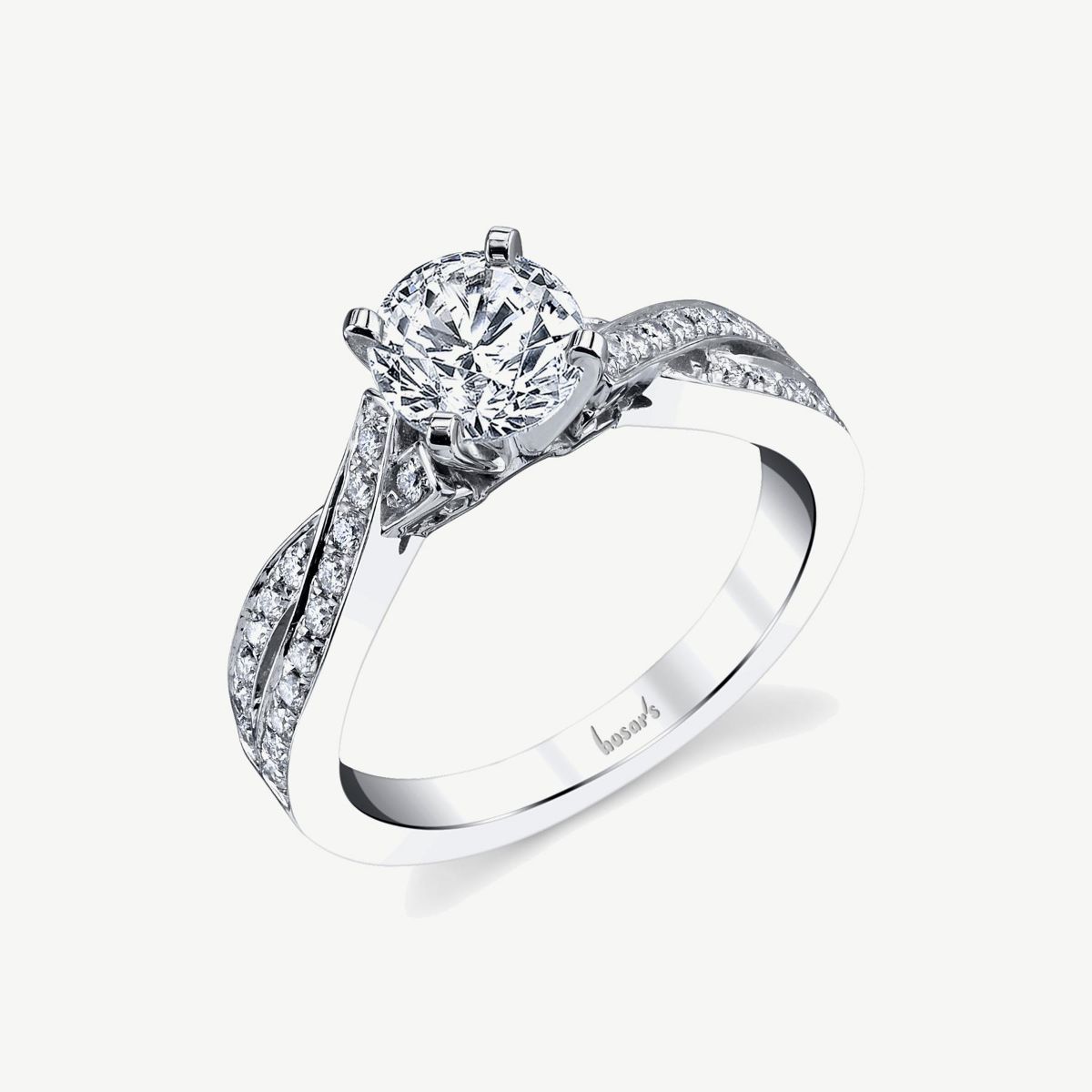 Picture of 14K White Gold Twist Cathedral Diamond Ring