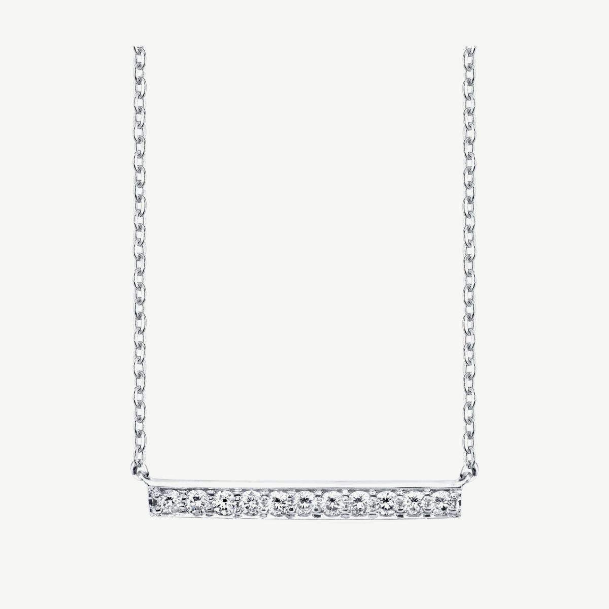 Picture of 14K Gold Trapeze Bar Necklace with Prong Set Round Diamonds