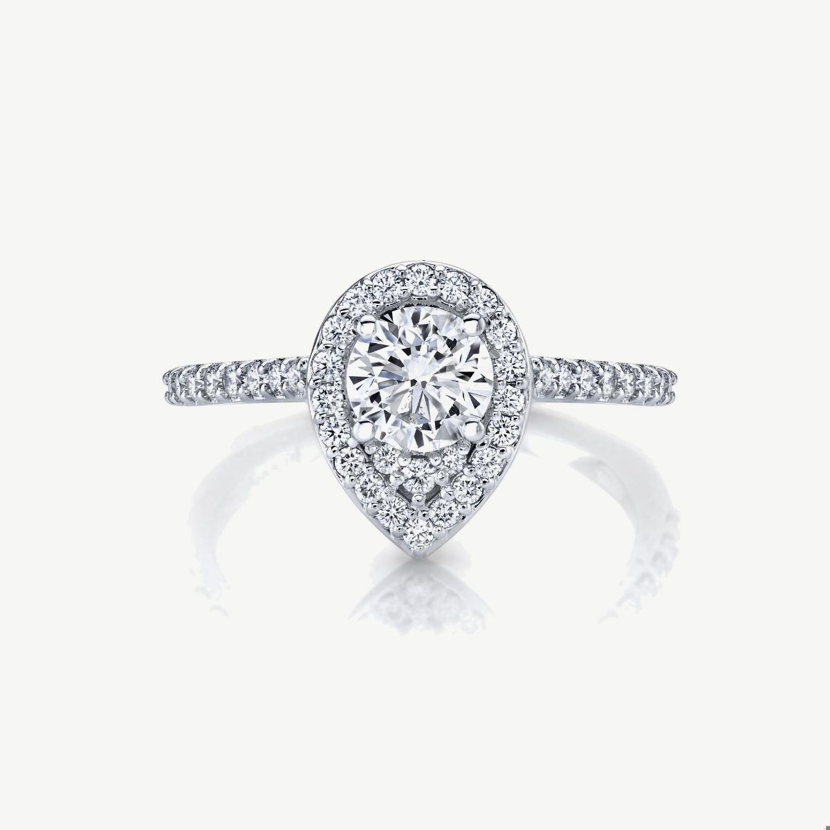 Picture of 14K Gold Halo Pear Shape Bridal Set Ring with Prong Set Rounds