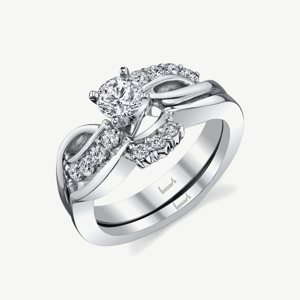 Picture of 14K Gold Bypass Bridal Semi Mount Ring with Open Shoulders and Peg Head