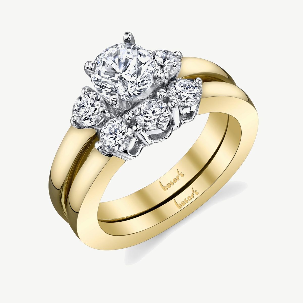 Picture of 14K Yellow Gold Three-Stone Diamond Engagement Ring
