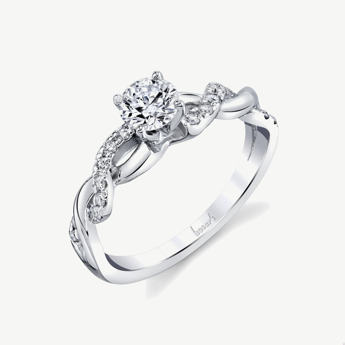 Picture of 14K Gold Twist Diamond Ring with Half Polished Finish