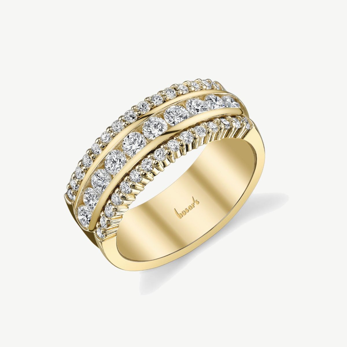 Picture of 14K Yellow Gold Triple Row Diamond Fashion Band