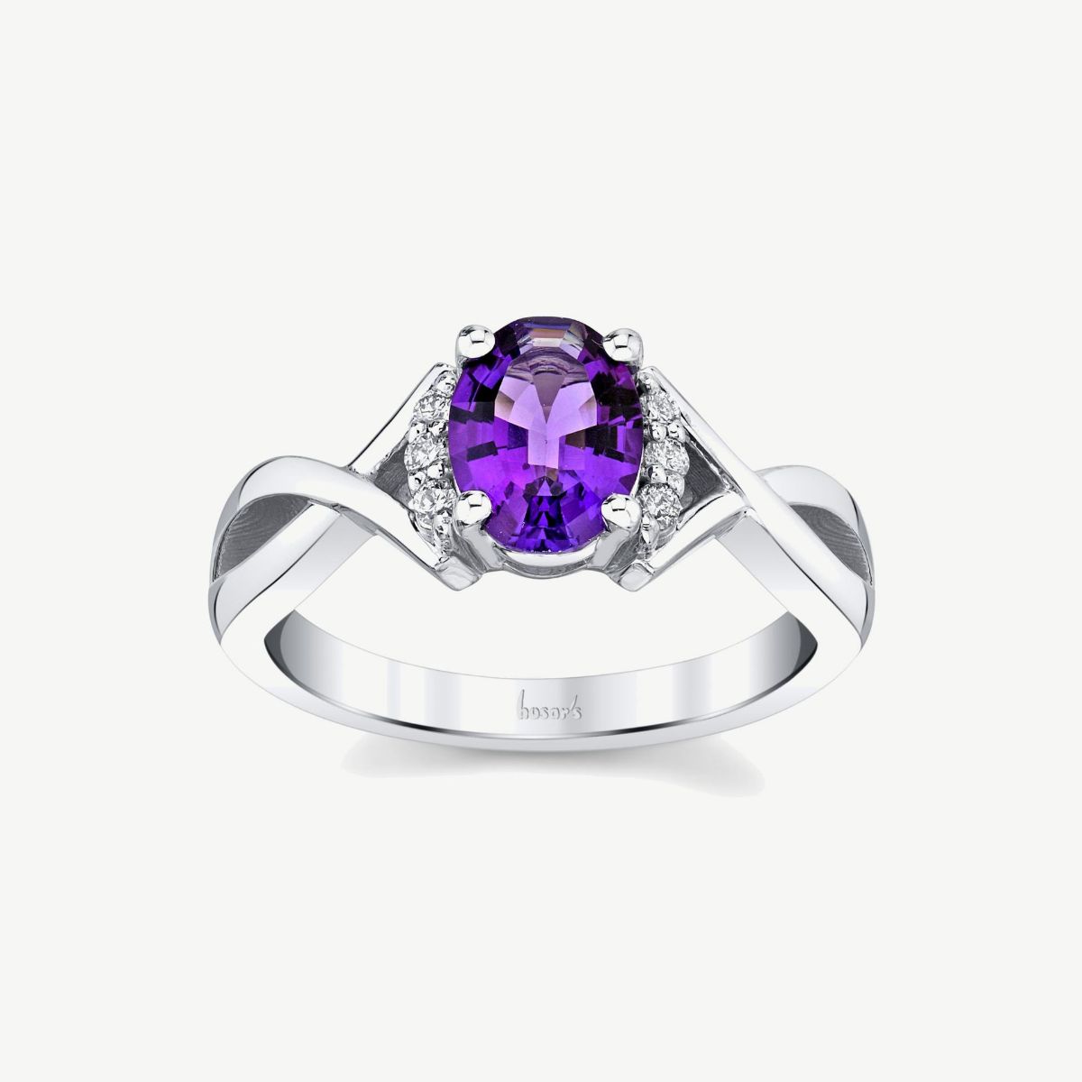 Picture of 14K Gold Amethyst Twist Ring with Oval Cast Head and Open Shoulders