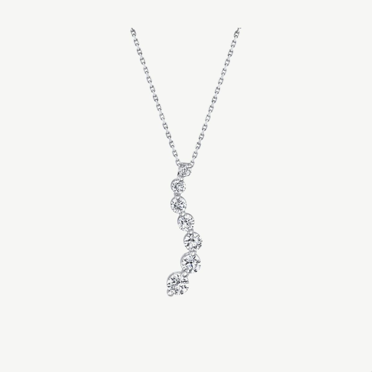Picture of 14K Gold Journey Necklace with Graduated Prong Set Rounds and Hidden Bale