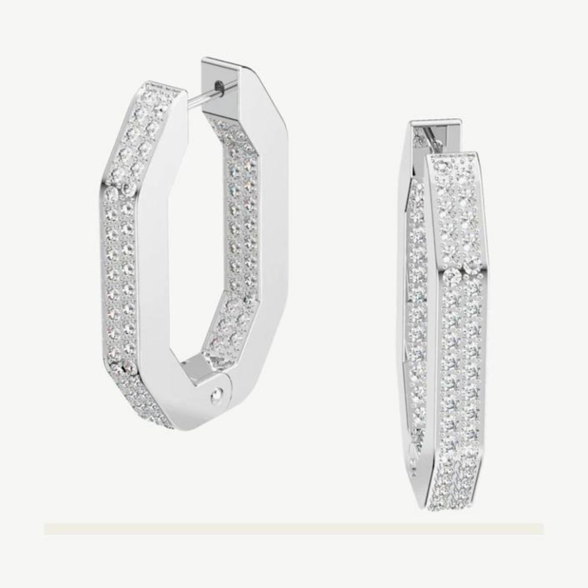 Picture of Swarovski Dextera Octagonal Hoop Earrings with Pavé Crystals