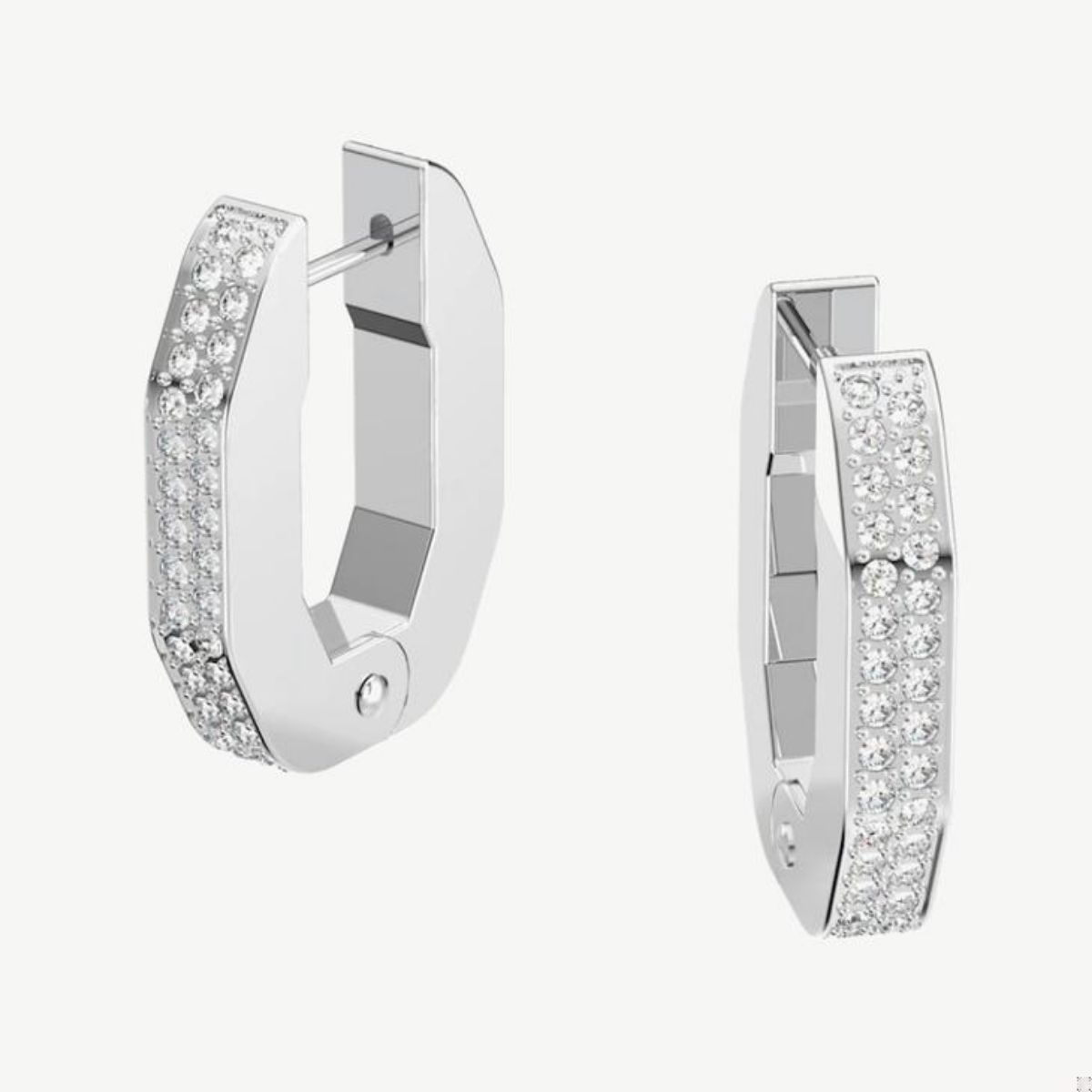 Picture of Swarovski Dextera Small Octagonal Hoops with Clear Pavé Crystals