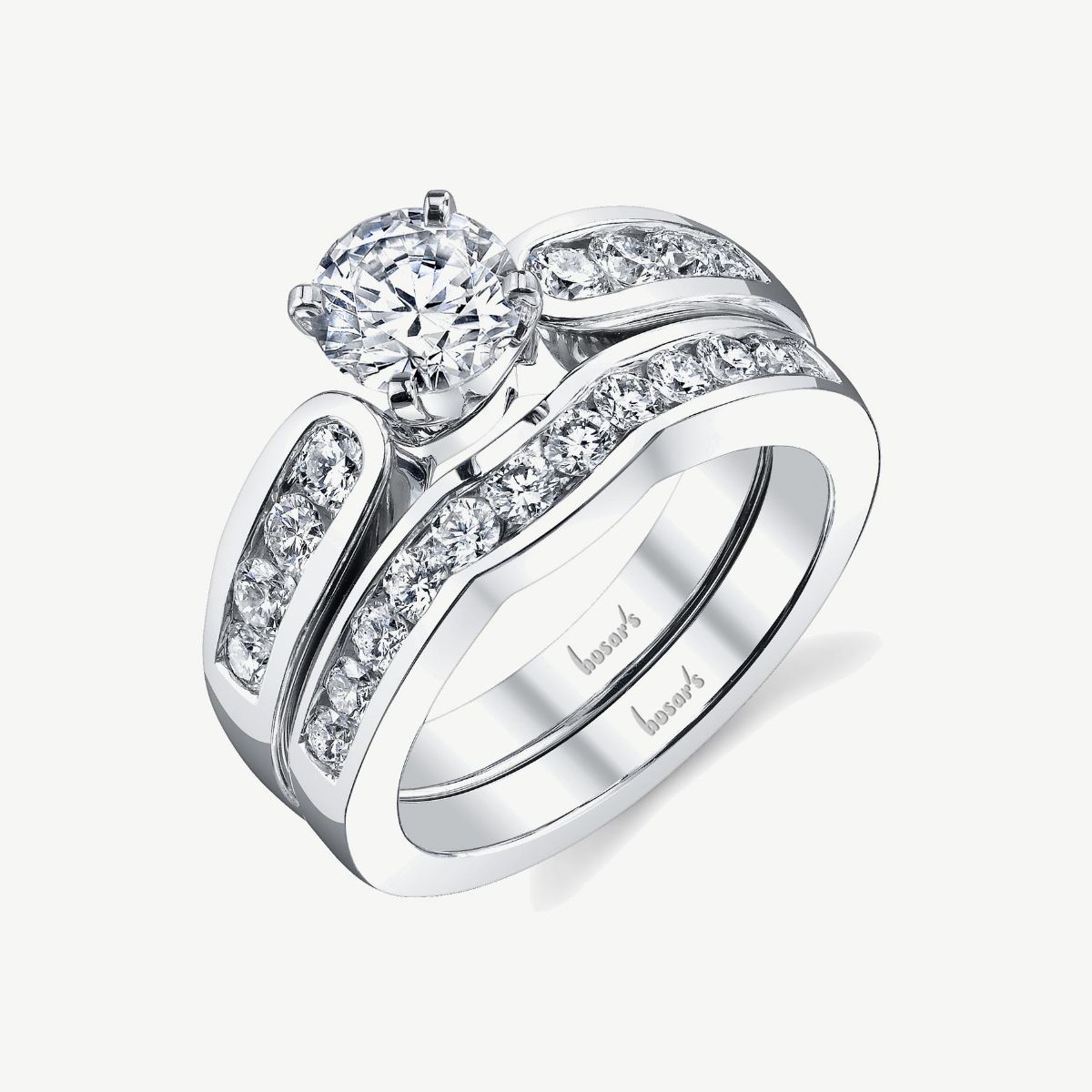 Picture of 14K White Classic Diamond Channel Set Wedding and Engagement Set