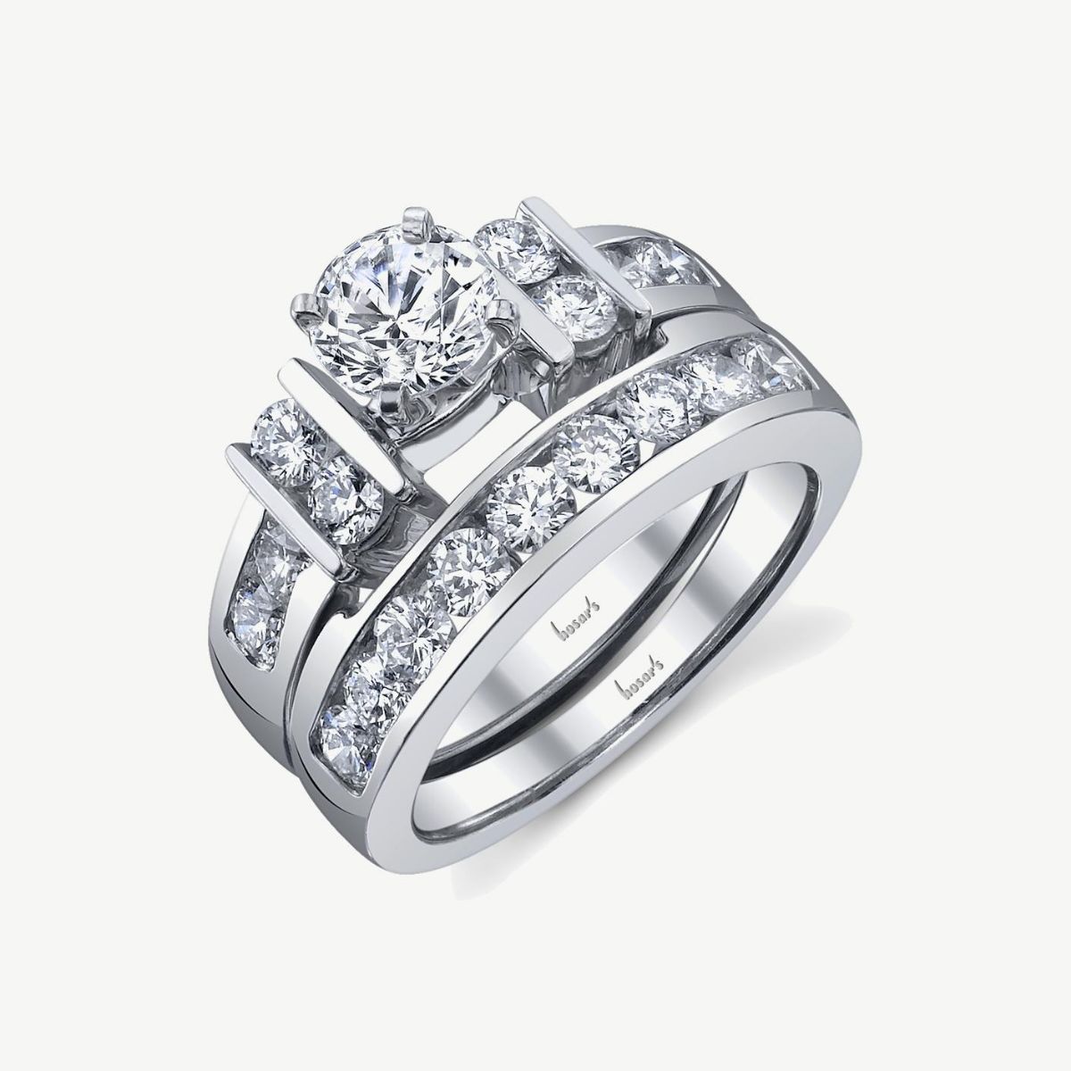 Picture of 14K White Gold Bold Modern Bar-Set Diamond Ring 