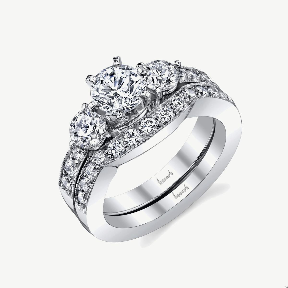 Picture of 14K White Three-Stone Engagement Ring with Channel-Set Rounds