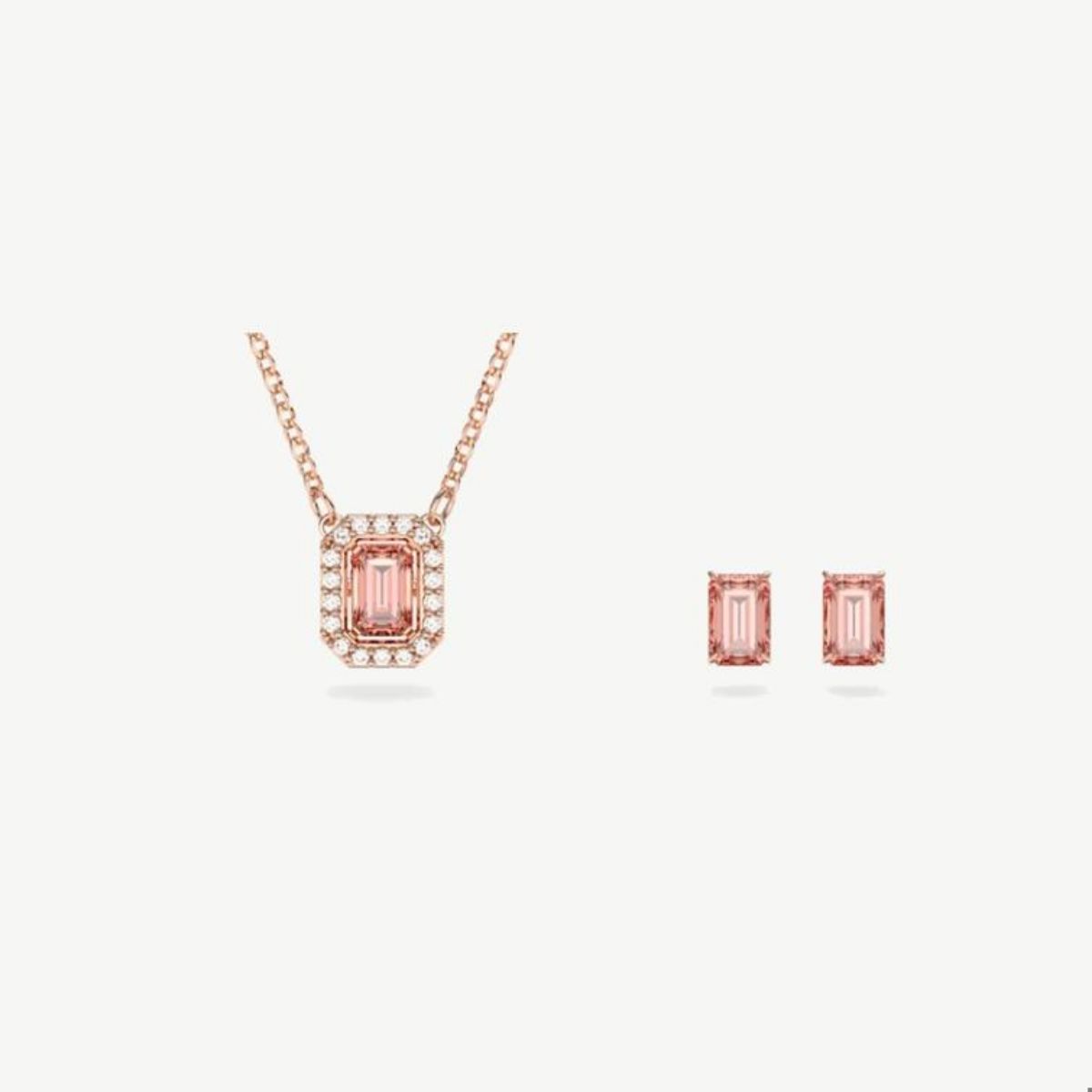 Picture of Swarovski Millenia Pink Octagon-Cut Crystal Set - Pendant and Earrings