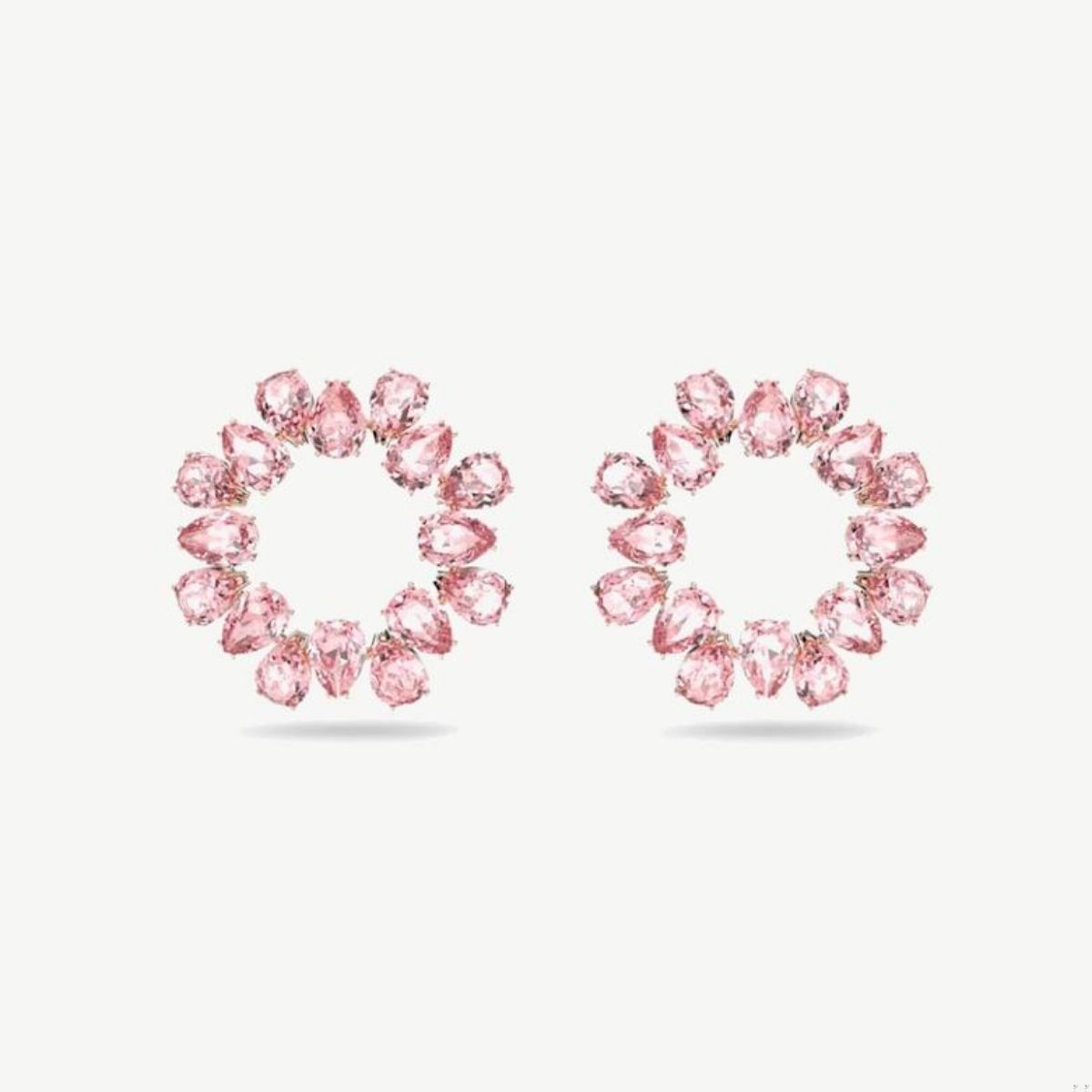 Picture of Swarovski Millenia Hoop Earrings with Pear-Shaped Pink Crystals