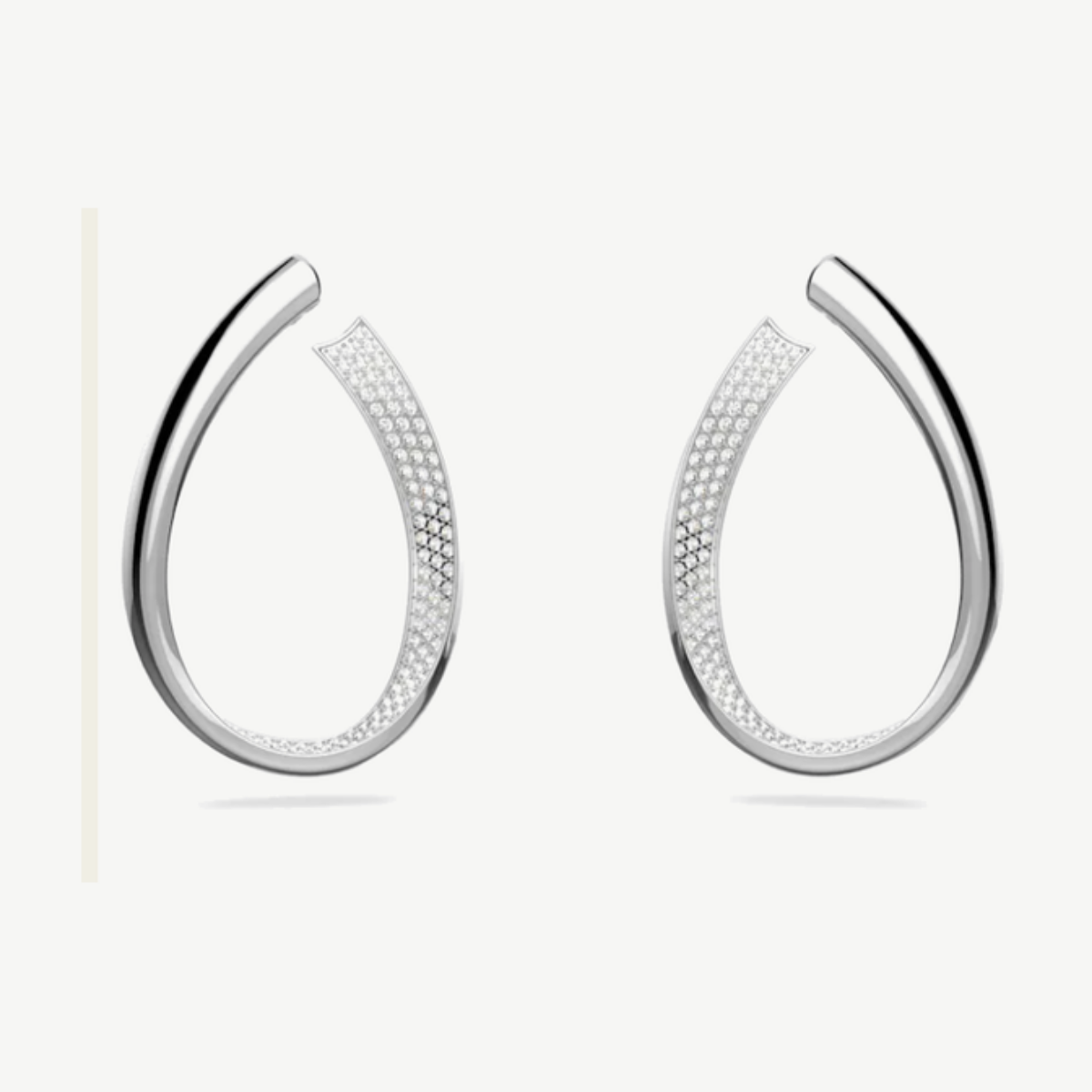 Picture of Swarovski Exist Ribbon Hoops with Clear Crystal Pavé and Rhodium Plating