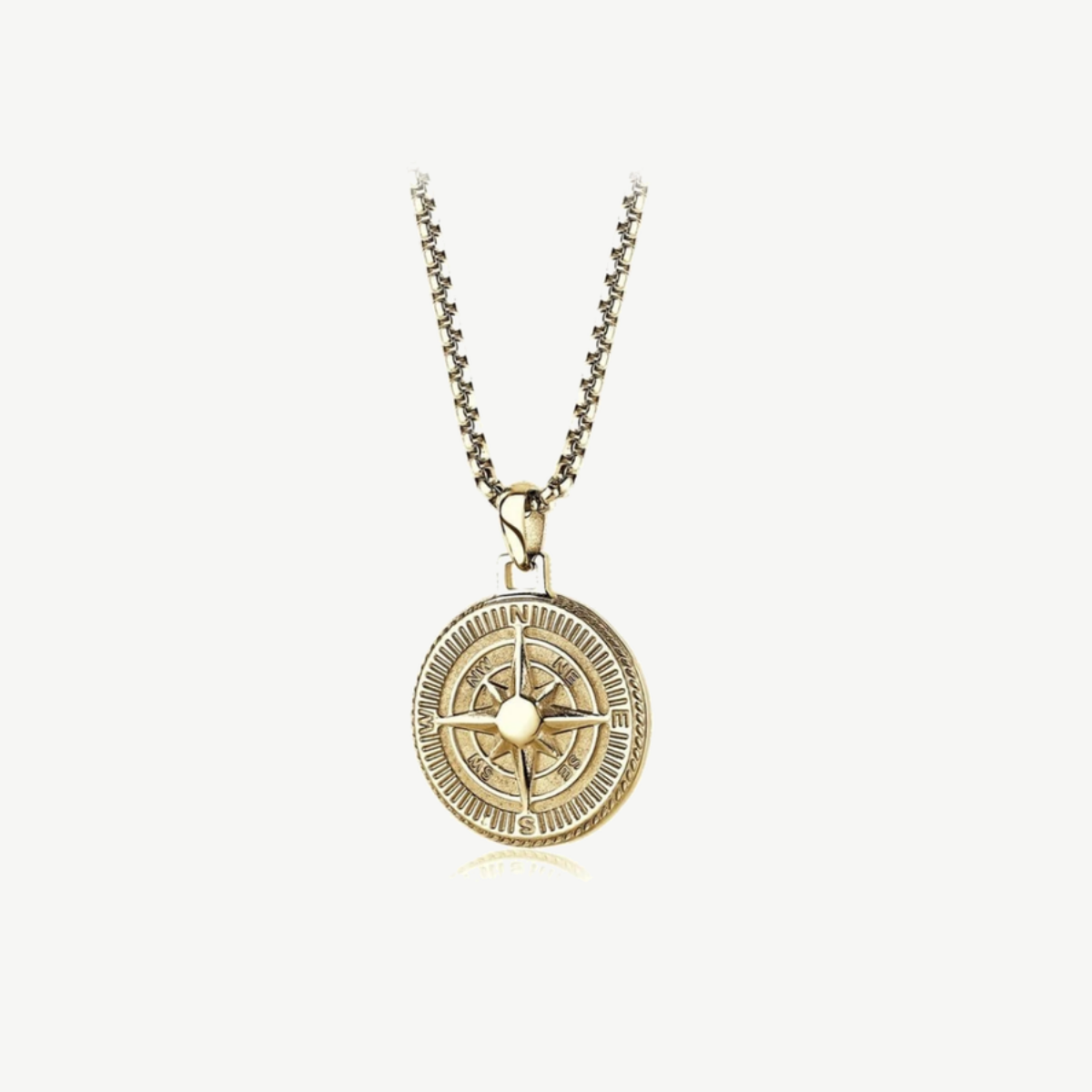 Picture of 22" Stainless Steel North Star Round Pendant Necklace