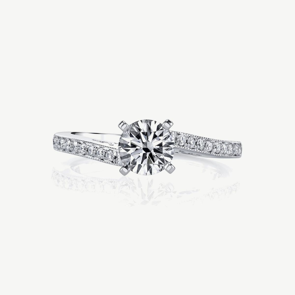 Picture of 14K Gold Bypass Cathedral Bridal Semi Mount Ring with Peg Head and Milgrain Edges