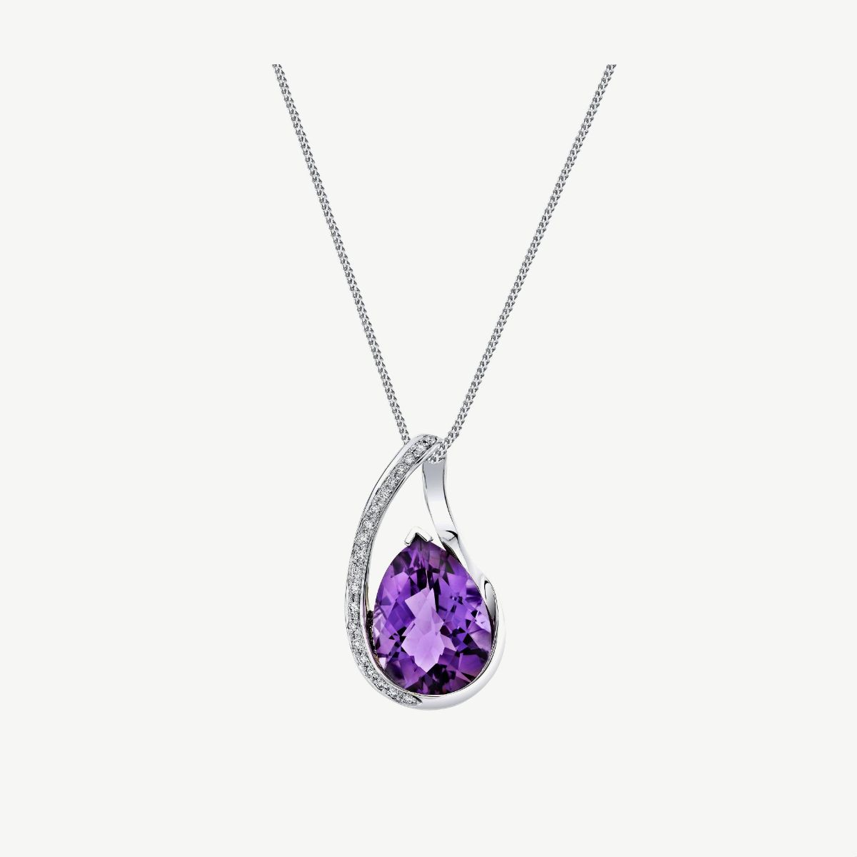 Picture of Amethyst Three Stone Ring with Emerald Cut and Pinch Shank
