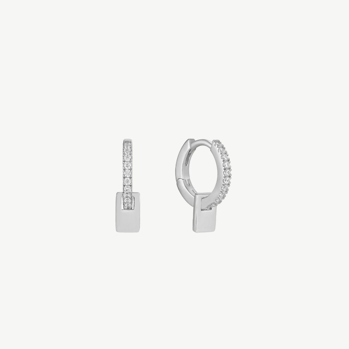 Picture of Glam Pendant Huggie Hoop Earrings with CZ (Cubic Zirconia)