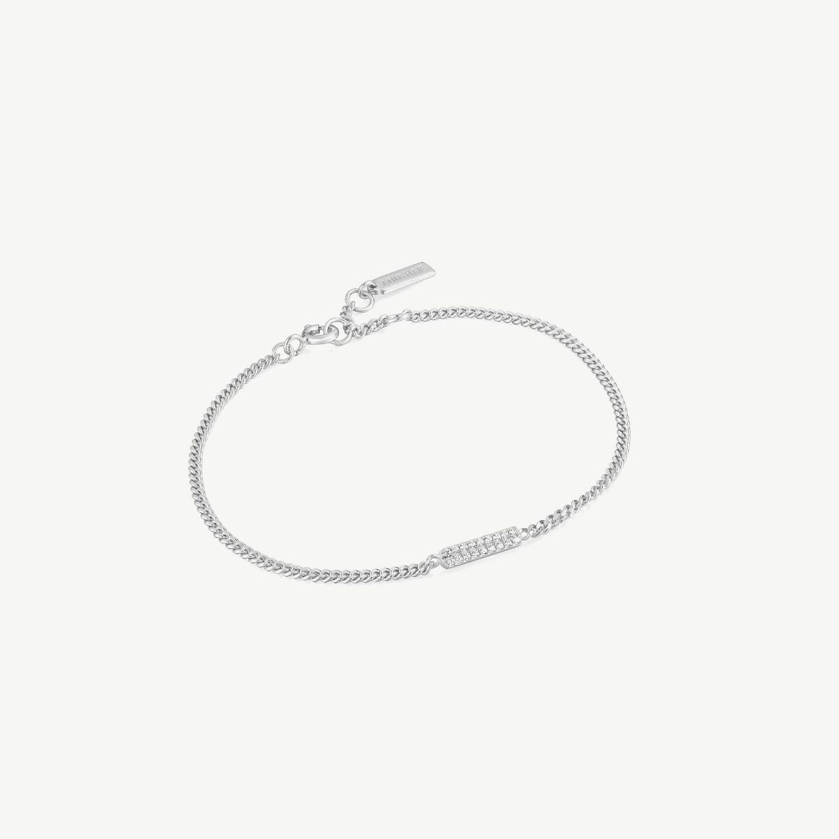 Picture of 925 Sterling Silver Double Row Cubic Zirconia Cable Link Bracelet