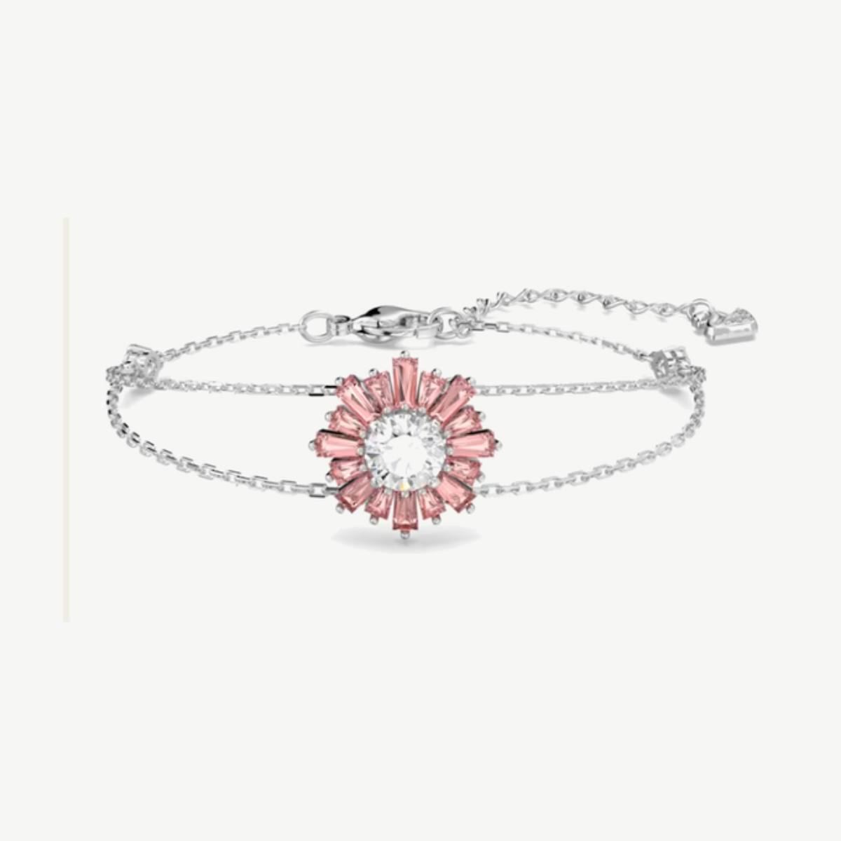 Picture of Swarovski Sunshine Hoop Earrings with Pink Center and Clear Baguette Halo