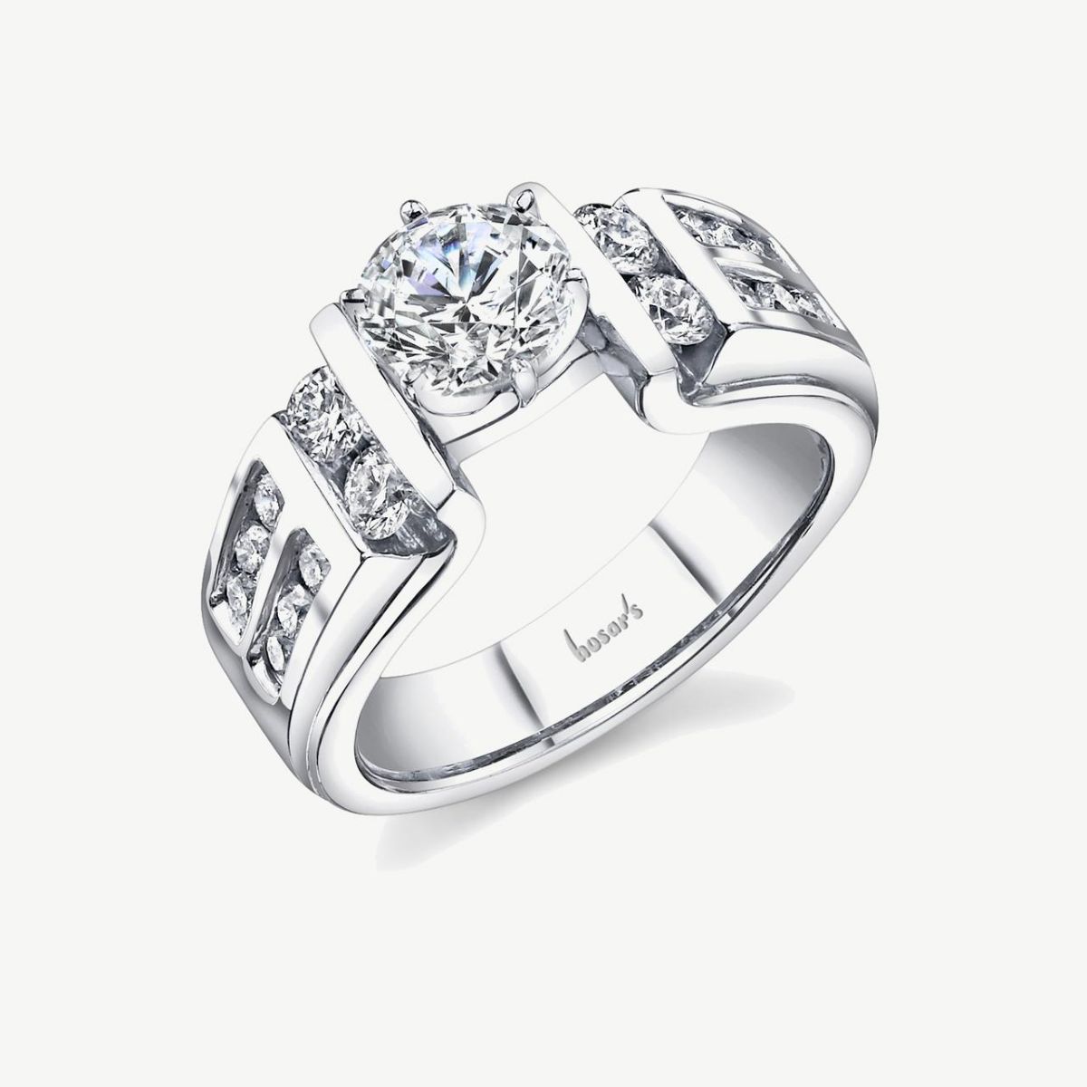 Picture of 14K White Gold Bar-Set Vertical Column Tapered Diamond Ring