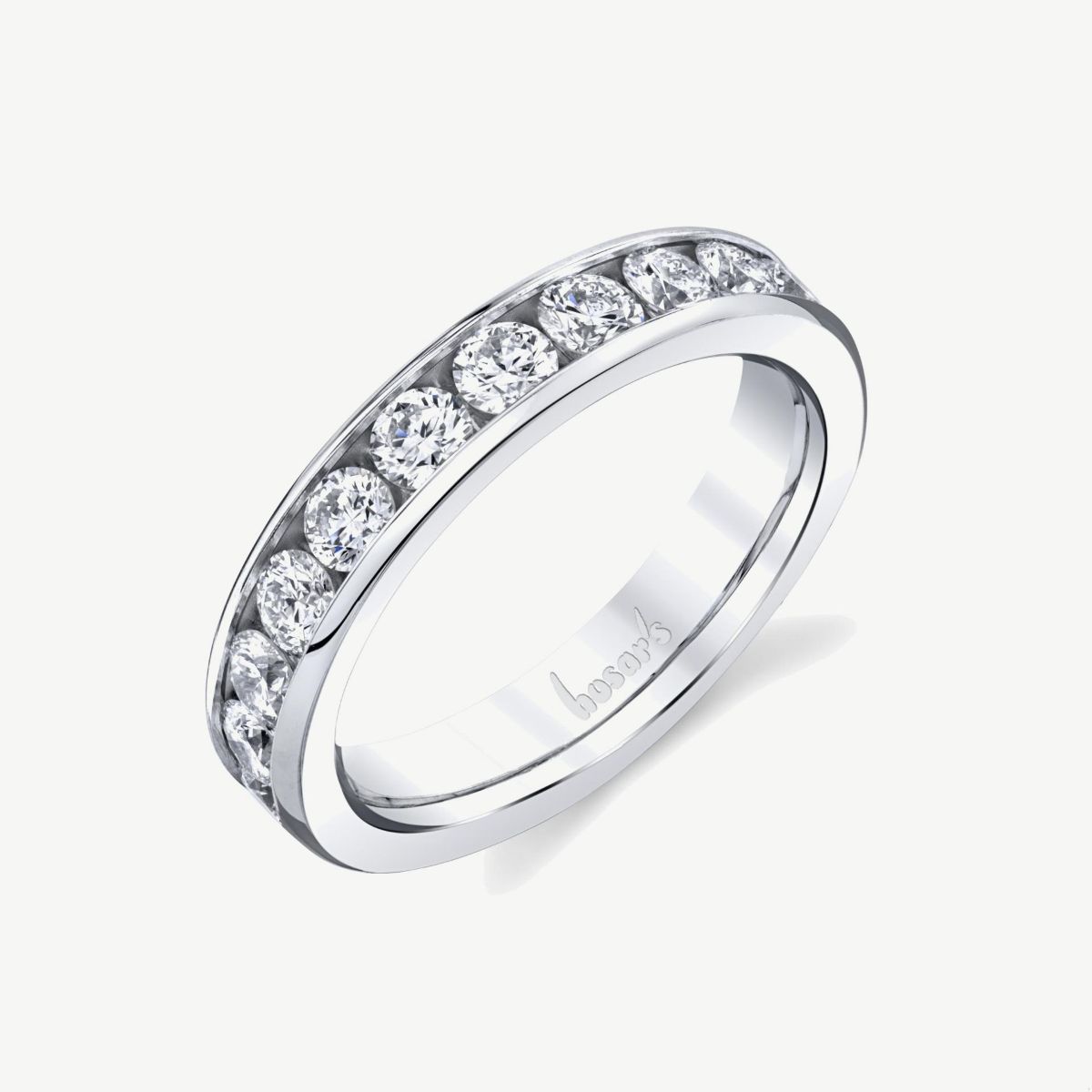 Picture of 14K White Gold Simple Channel Set Diamond Stackable Band