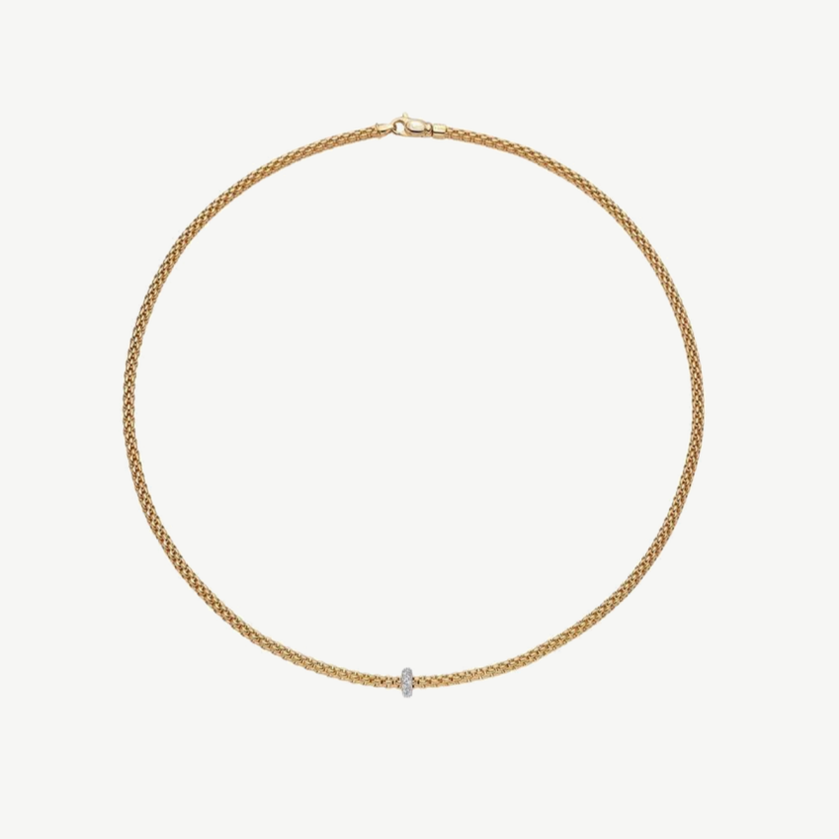 Picture of Fope 18K Yellow and White Gold Prima Collection Necklace with Diamond Rondel